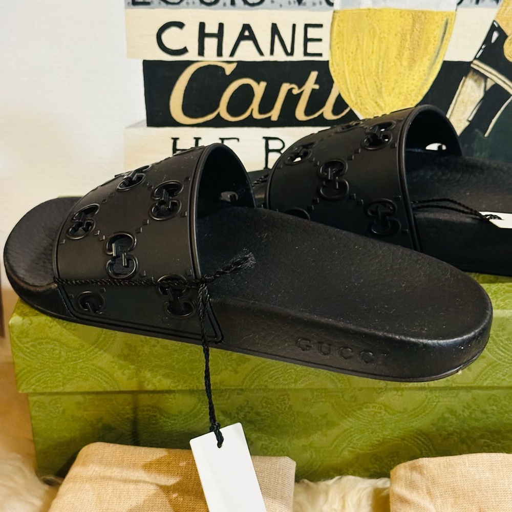🔥 NIB GUCCI SLIDE GG JUMBO Embossed Full Inclusion Size 38 (24.5 Insole) - Picture 14 of 16